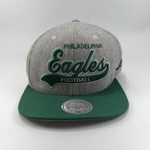 Philadelphia Eagles Tailsweep Script Snapback Wool Hat Mitchell & Ness Grey NFL